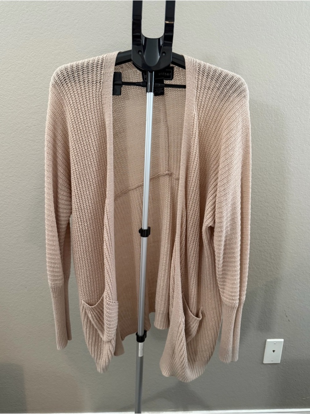 Polly & Esther Open-Front Knit Cardigan - Beige